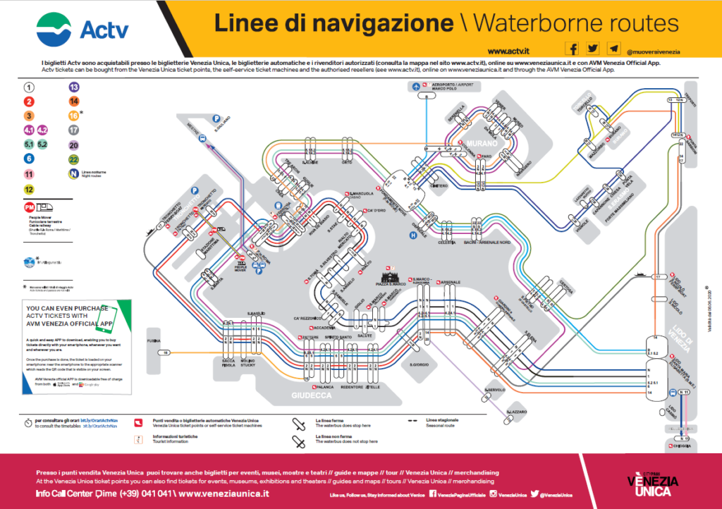 Venezia: mappa linee vaporetti